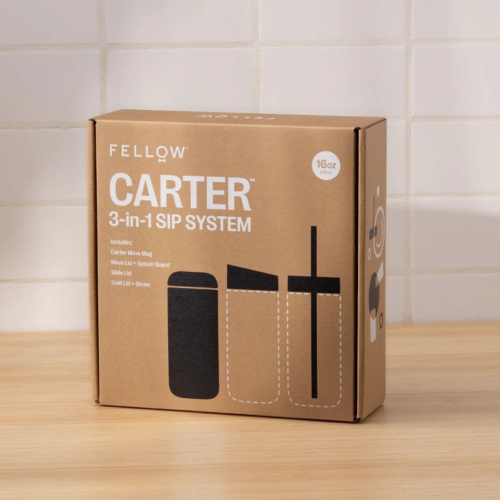 Fellow Carter Bundle Slide Lid + Straw 16oz -Black