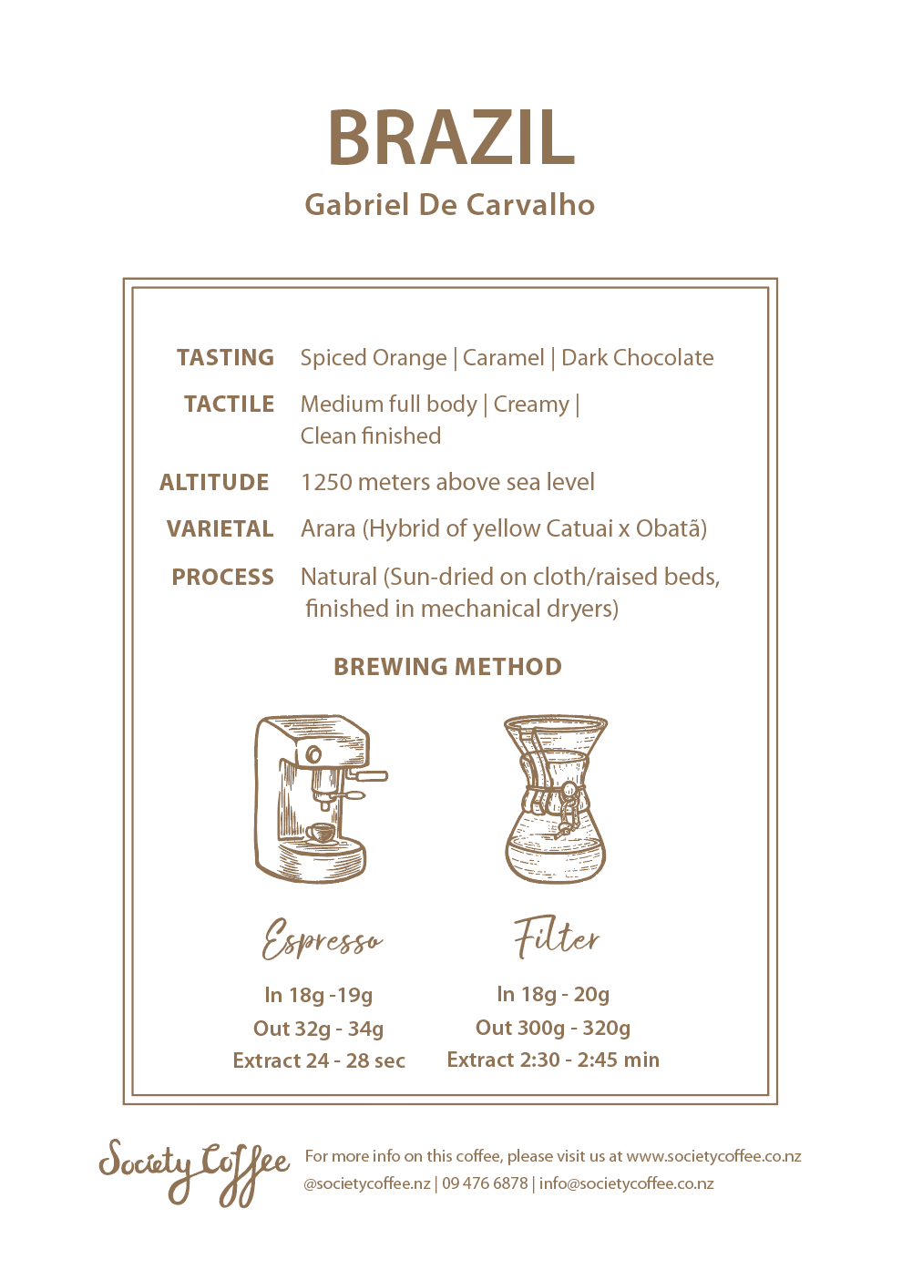 Society Coffee Brazil Coffee Exotic Selection - "Gabriel De Carvalho" Arara Natural