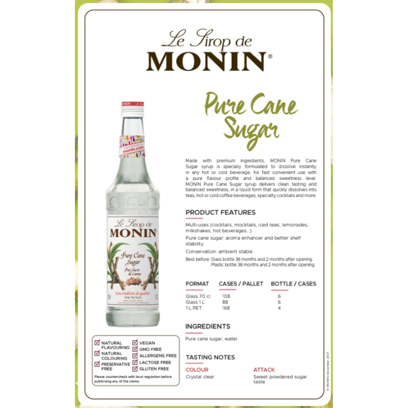 Monin Pure Sugar Cane Syrup 700ml