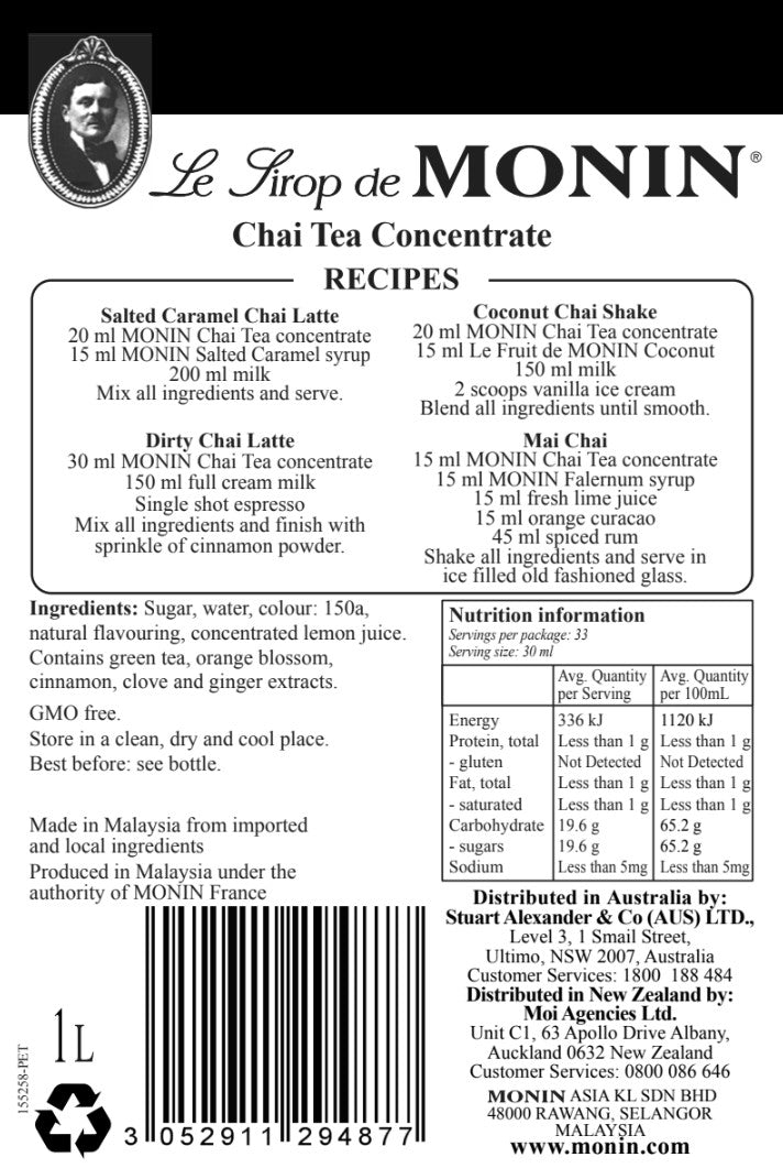 Monin Chai Tea Syrup 1L