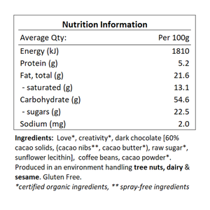 Southbound Coffee 60% Dark Chocolate Coffee Beans 100g