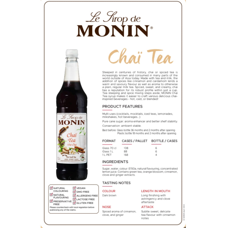 Monin Chai Tea Syrup 1L