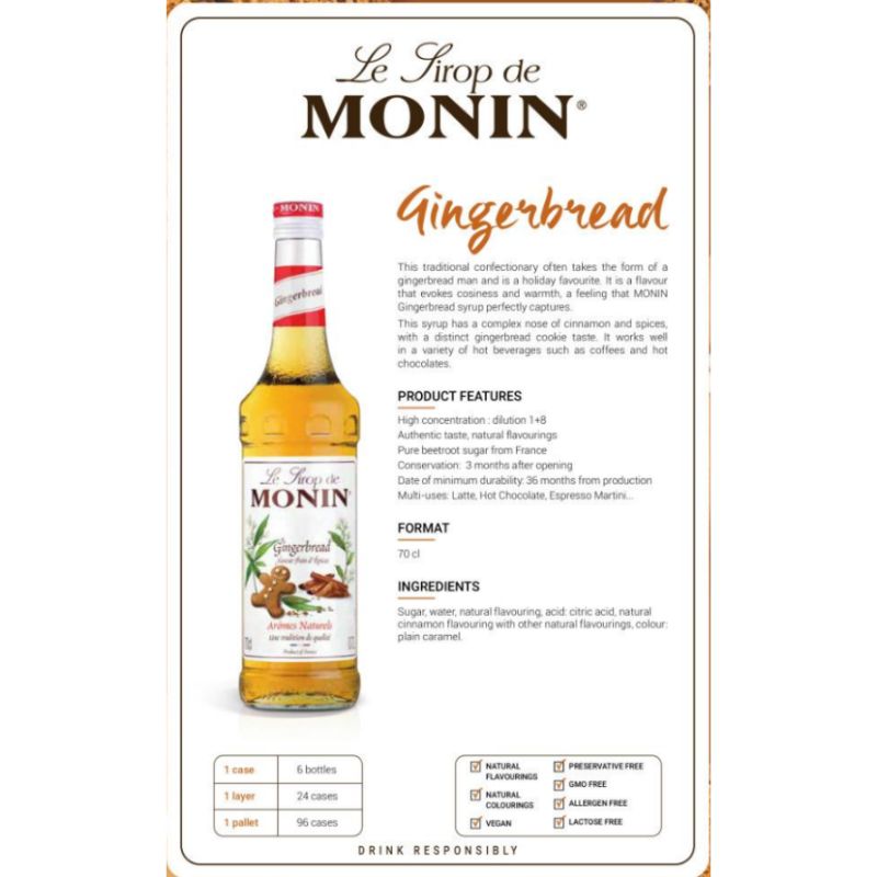 Monin Gingerbread Syrup 700ml