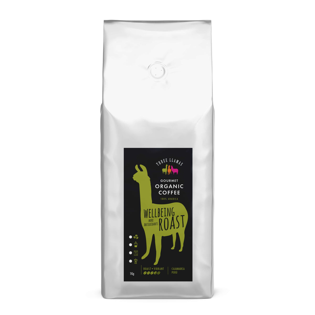 Three Llamas Coffee Organic Wellbeing Roast