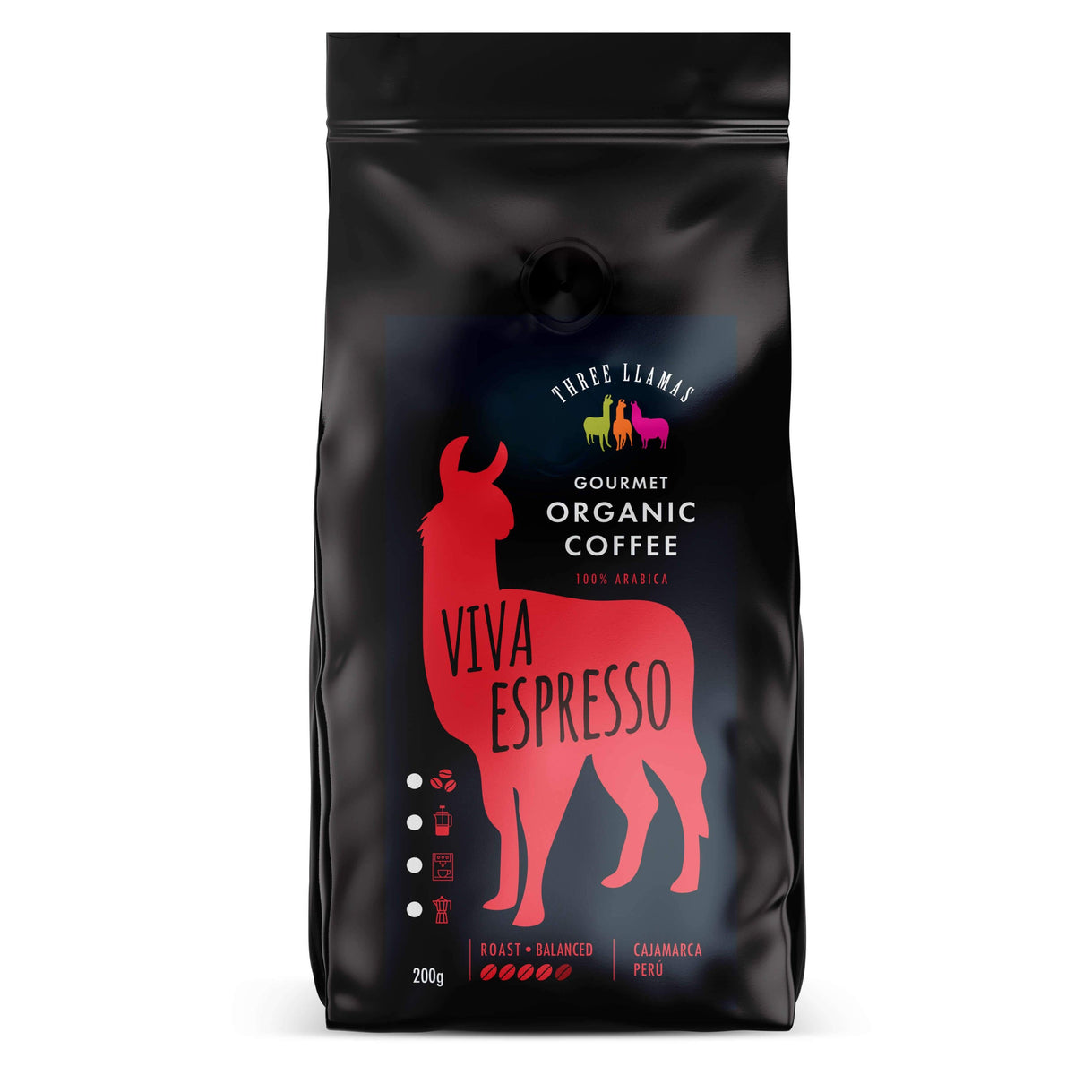 Three Llamas Coffee Viva Organic Espresso