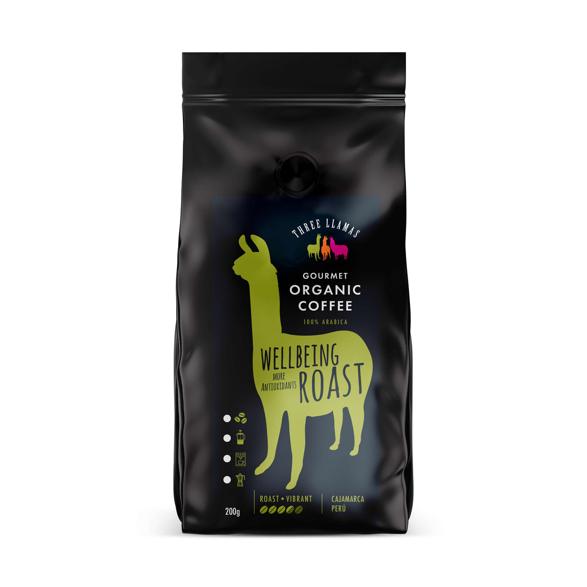 Three Llamas Coffee Organic Wellbeing Roast