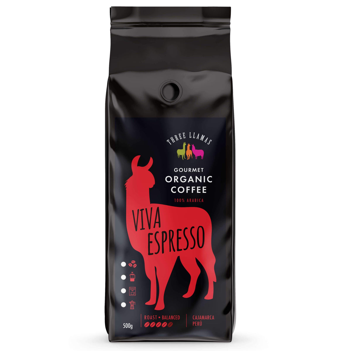 Three Llamas Coffee Viva (salud!) Organic Espresso