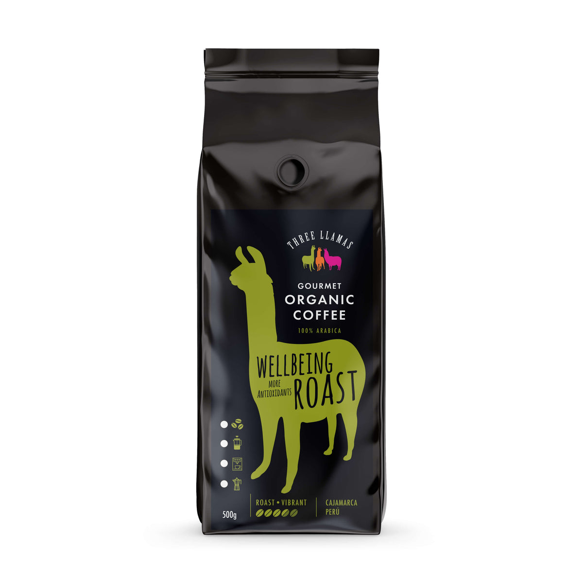 Three Llamas Coffee Organic Wellbeing Roast