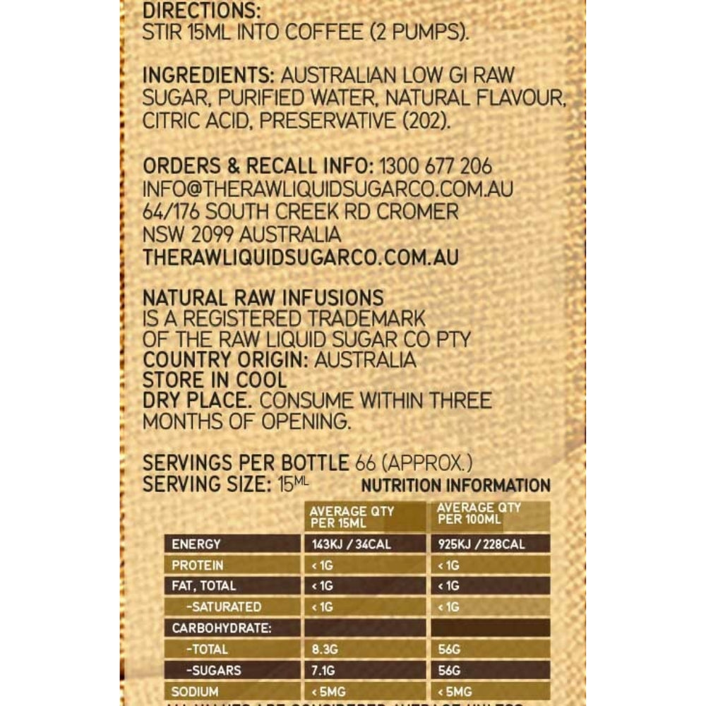 Natural Raw Infusions Caramel Syrup 1L | The Coffee Collective