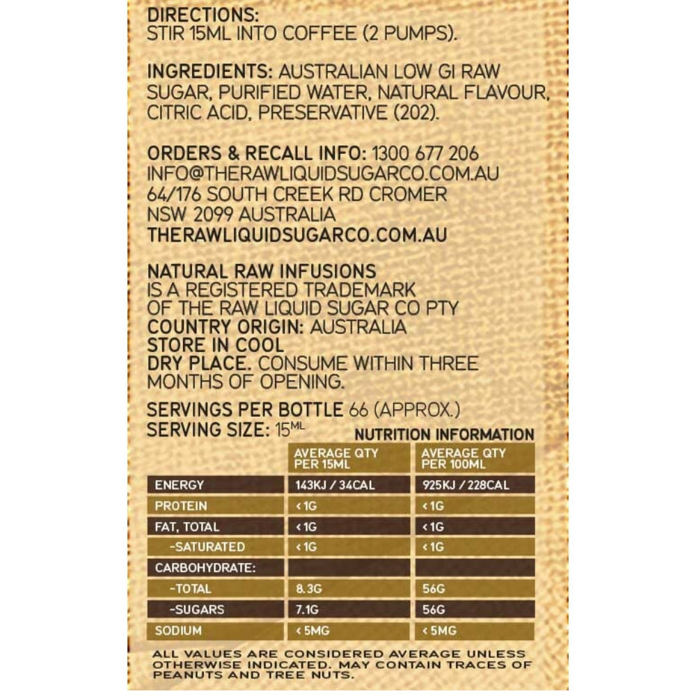 Natural Raw Infusions Hazelnut Syrup 1L | The Coffee Collective