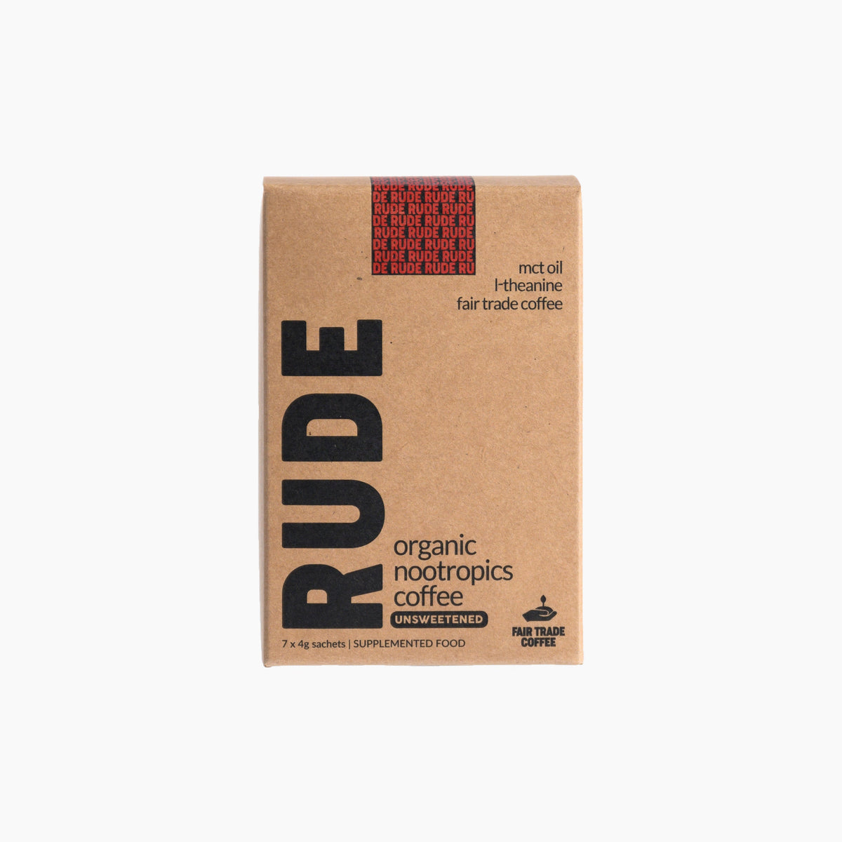 Rude Coffee Fair Trade &amp; Organic Nootropic Coffee - 7 Sachets - Unsweet