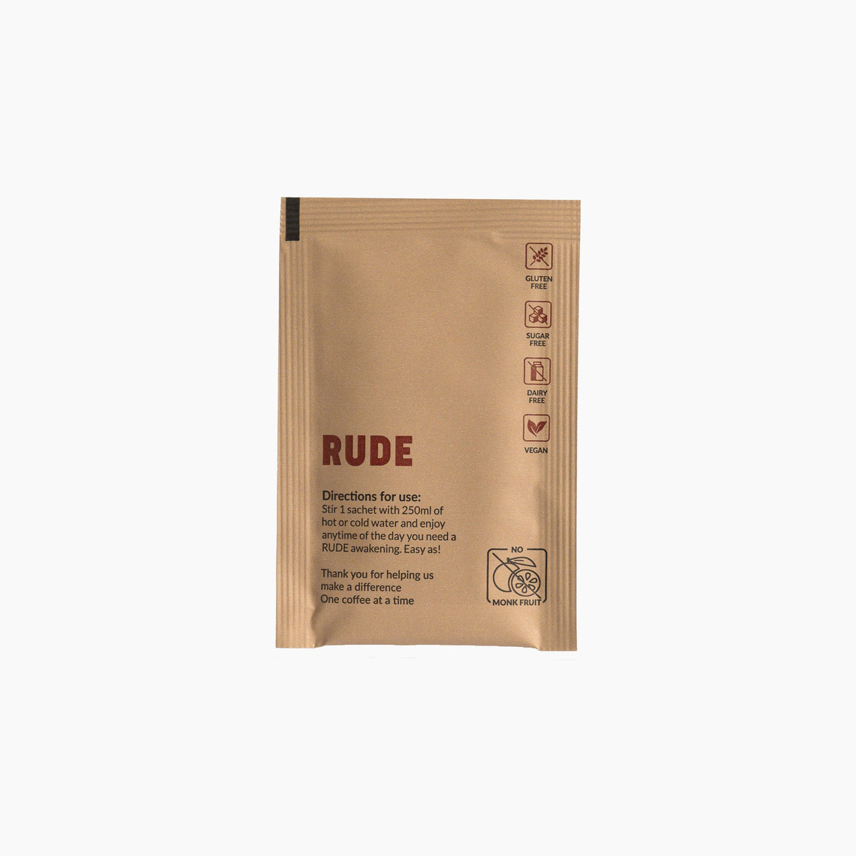 Rude Coffee Fair Trade &amp; Organic Nootropic Coffee - 7 Sachets - Unsweet