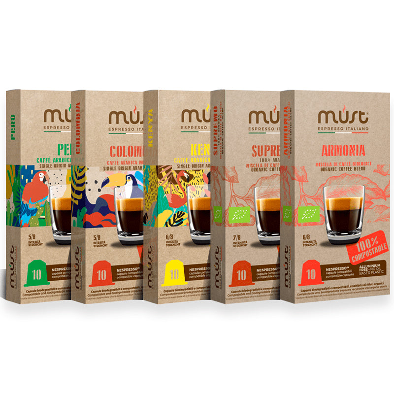 Must Espresso Biodegradable 50 Pod Selection Box