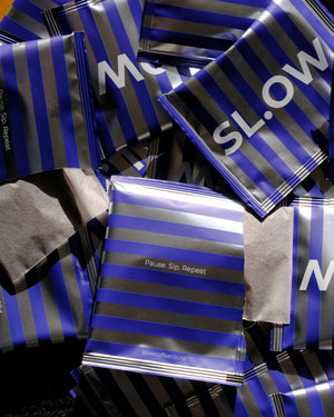 SL.OW steeped coffee bags, individually sealed