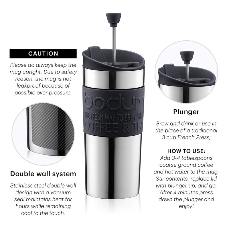 Bodum Travel Press Stainless Steel at The Coffee Collective NZ
