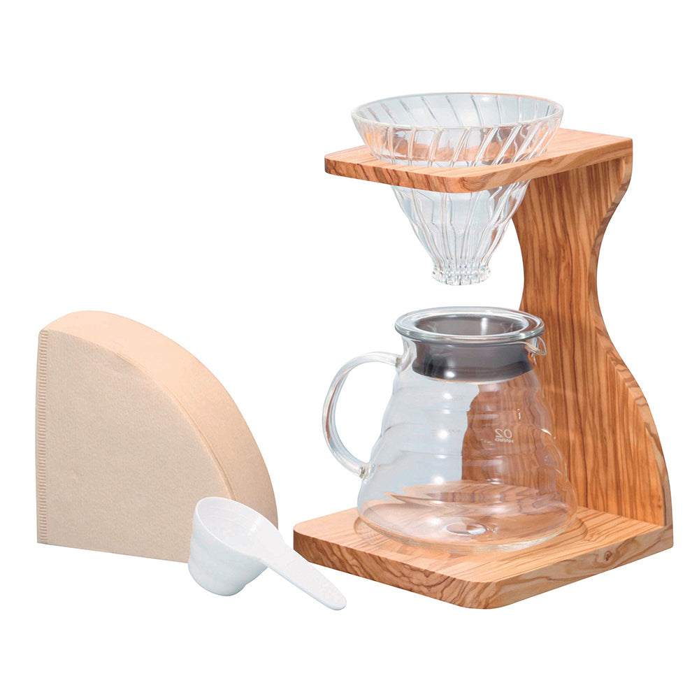 Hario V60 Pour Over Stand Set - Olive Wood