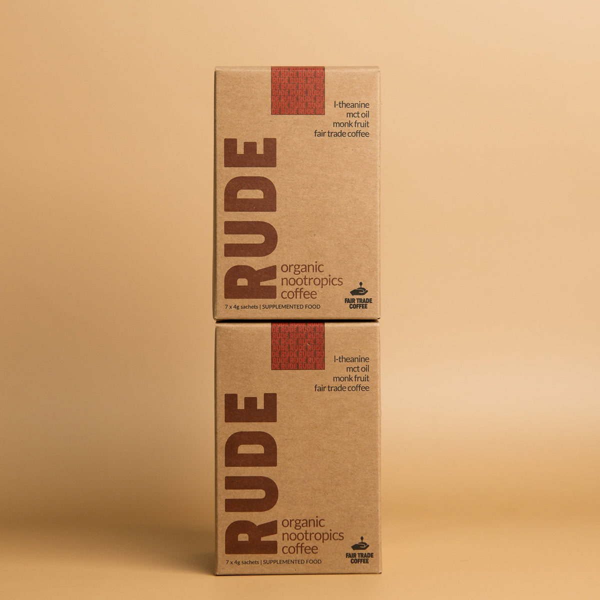 Rude Coffee Fair Trade &amp; Organic Nootropic Coffee - 7 Sachets - Sweet