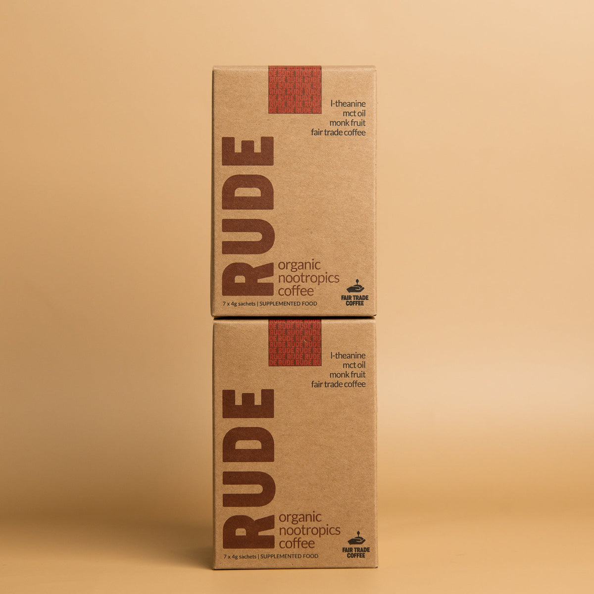 Rude Coffee Nootropic Fair Trade &amp; Organic African Coffee - 7 Sachets - Sweet