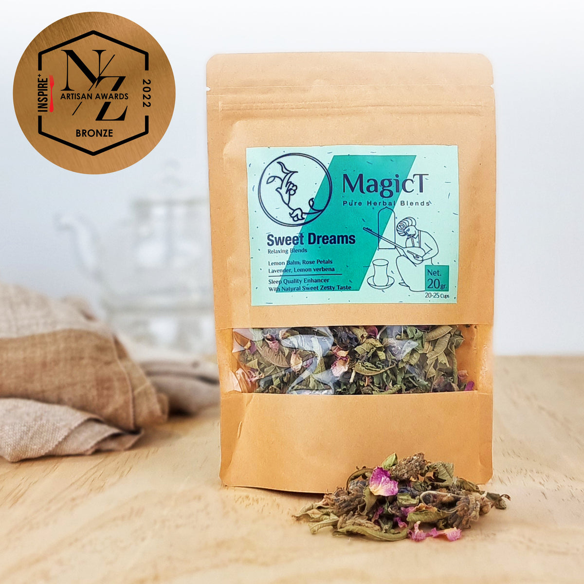 Sweet Dreams: Lemon Verbena, Lemon Balm, Lavender, Rose petals - Magic T